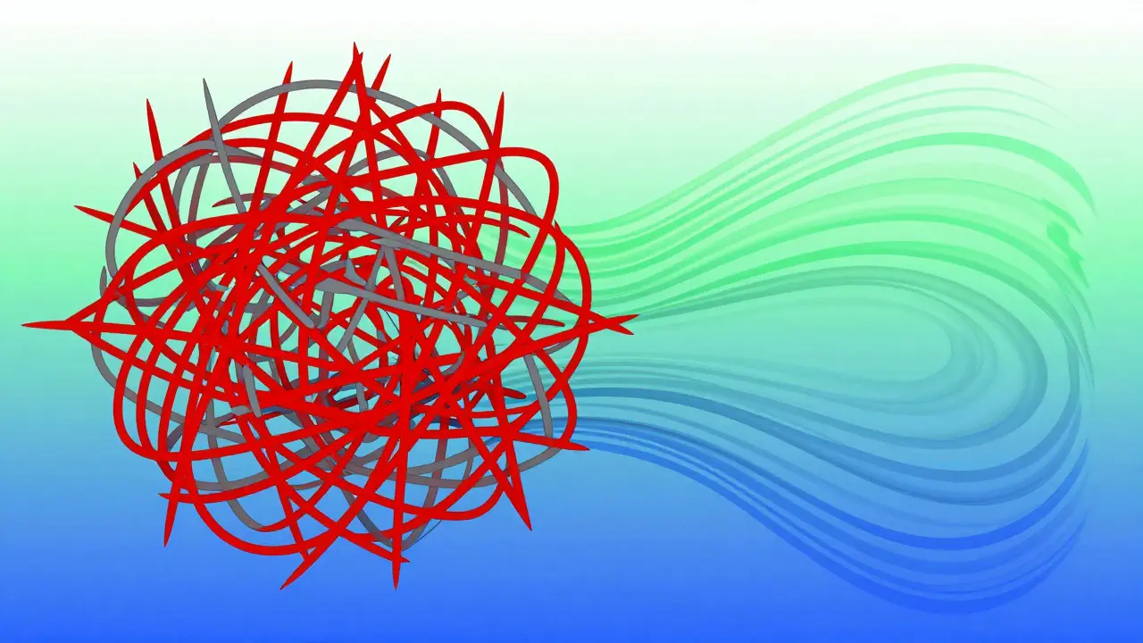 Abstract art showing stress turning into calm, representing nervous system balance