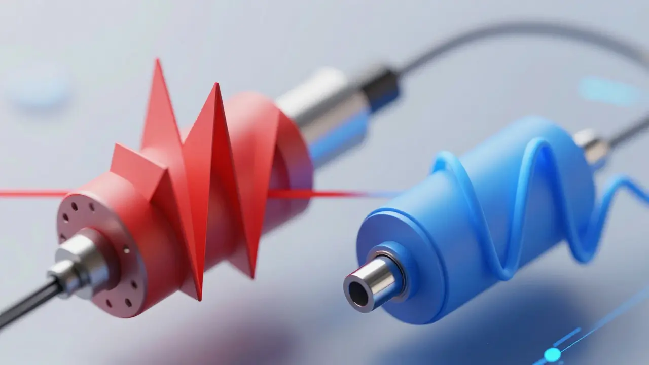Abstract waves comparing noisy vs quiet motor tech
