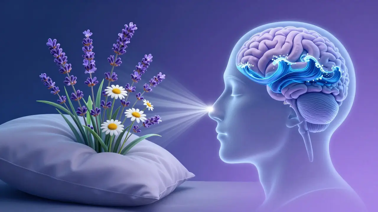 Surreal art of lavender calming the brain for better sleep